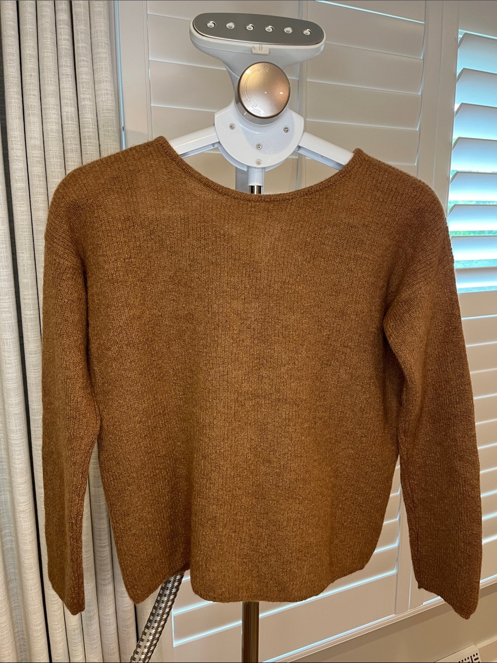 Sezane Gaspard Button-Front Crewneck Cardigan in Camel Brown XS Like New - Picture 6 of 6